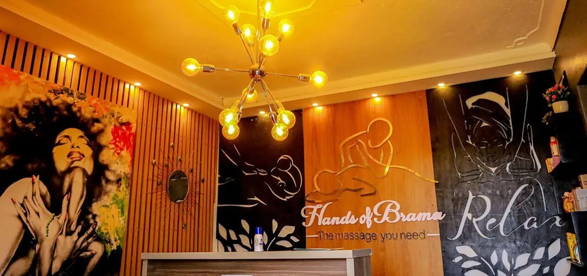 a photo of the hands of brama massage clinic reception